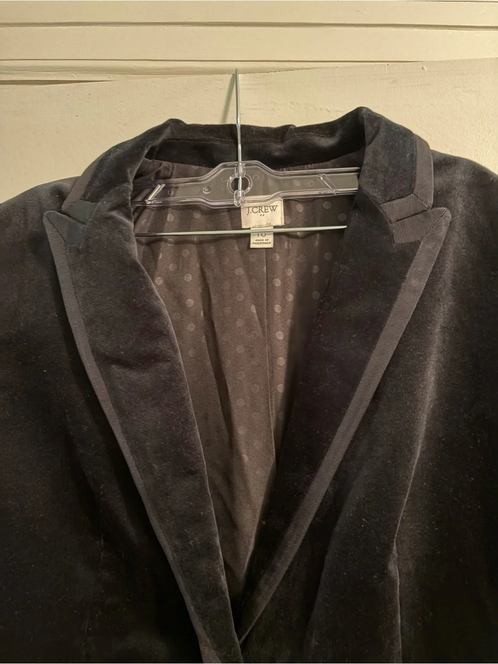 J. Crew Velvet One Button Blazer Black Size 10